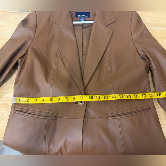 Denim & Co. Cognac Brown Leather Blazer Style Jacket, Size M - Picture 11 of 12